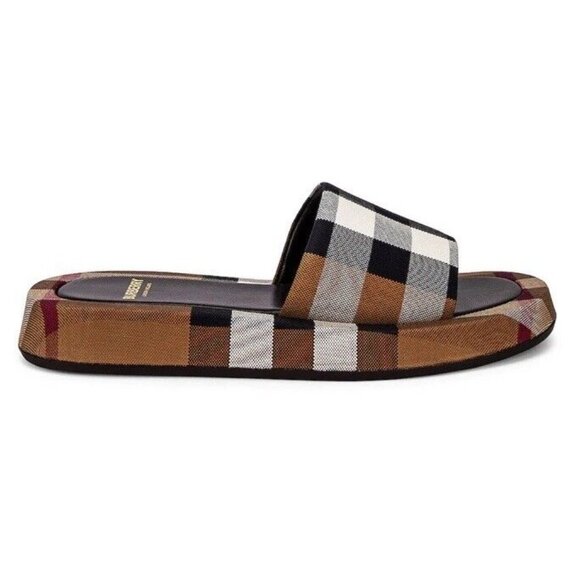 BURBERRY Women’s Size EU 41 US 11 Buckingham Check Plaid slides sandals New - Picture 1 of 14